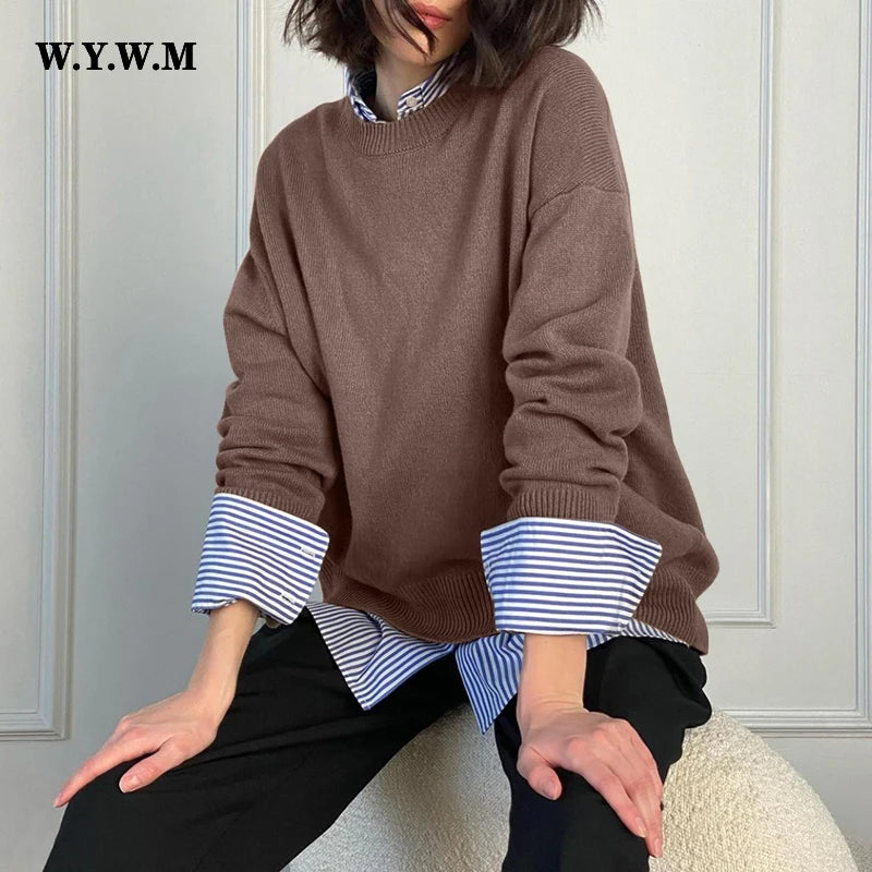 WYWM Winter Warm Knitted O Neck Sweater Women 2023 Korean Elegant Basic Pullovers Ladies Loose Soft New Green Female Clothing